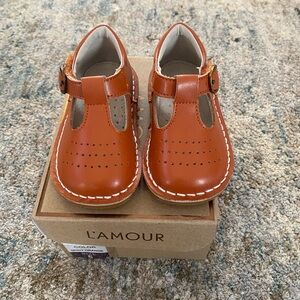 L'Amour Kids Tan T-Strap Dress Shoes